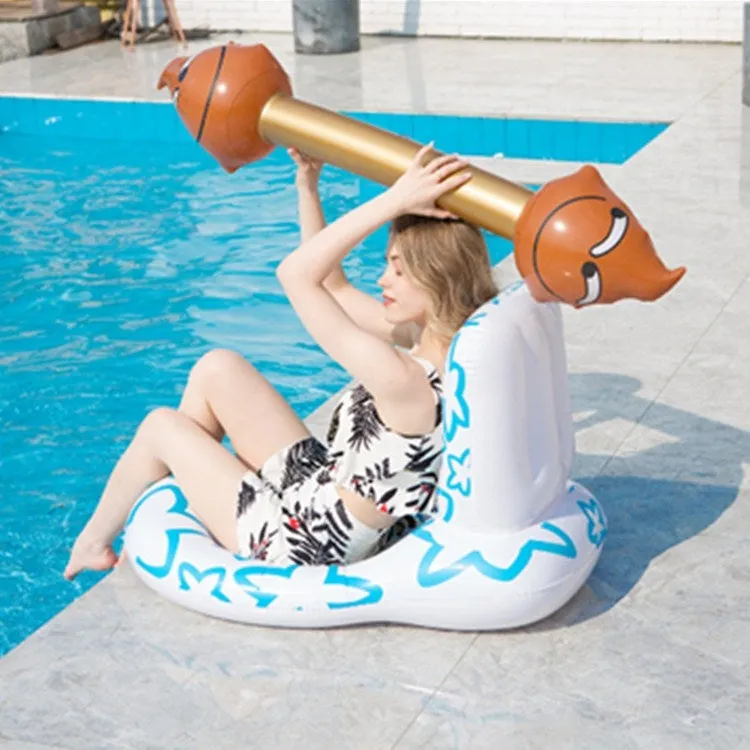 4 in 1 Toilet-shaped Inflatable Floating Row   Poop-shaped Water Inflatable Sports Game Combat Stick Water-to-water Collision Game Inflatable Equipment Set, Size:98 x 60 x 60cm(Gold)