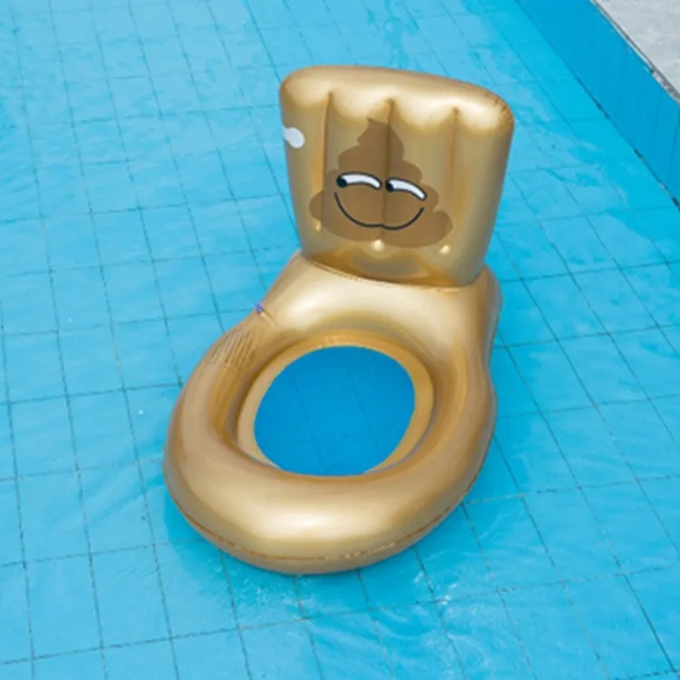 4 in 1 Toilet-shaped Inflatable Floating Row   Poop-shaped Water Inflatable Sports Game Combat Stick Water-to-water Collision Game Inflatable Equipment Set, Size:98 x 60 x 60cm(Gold)
