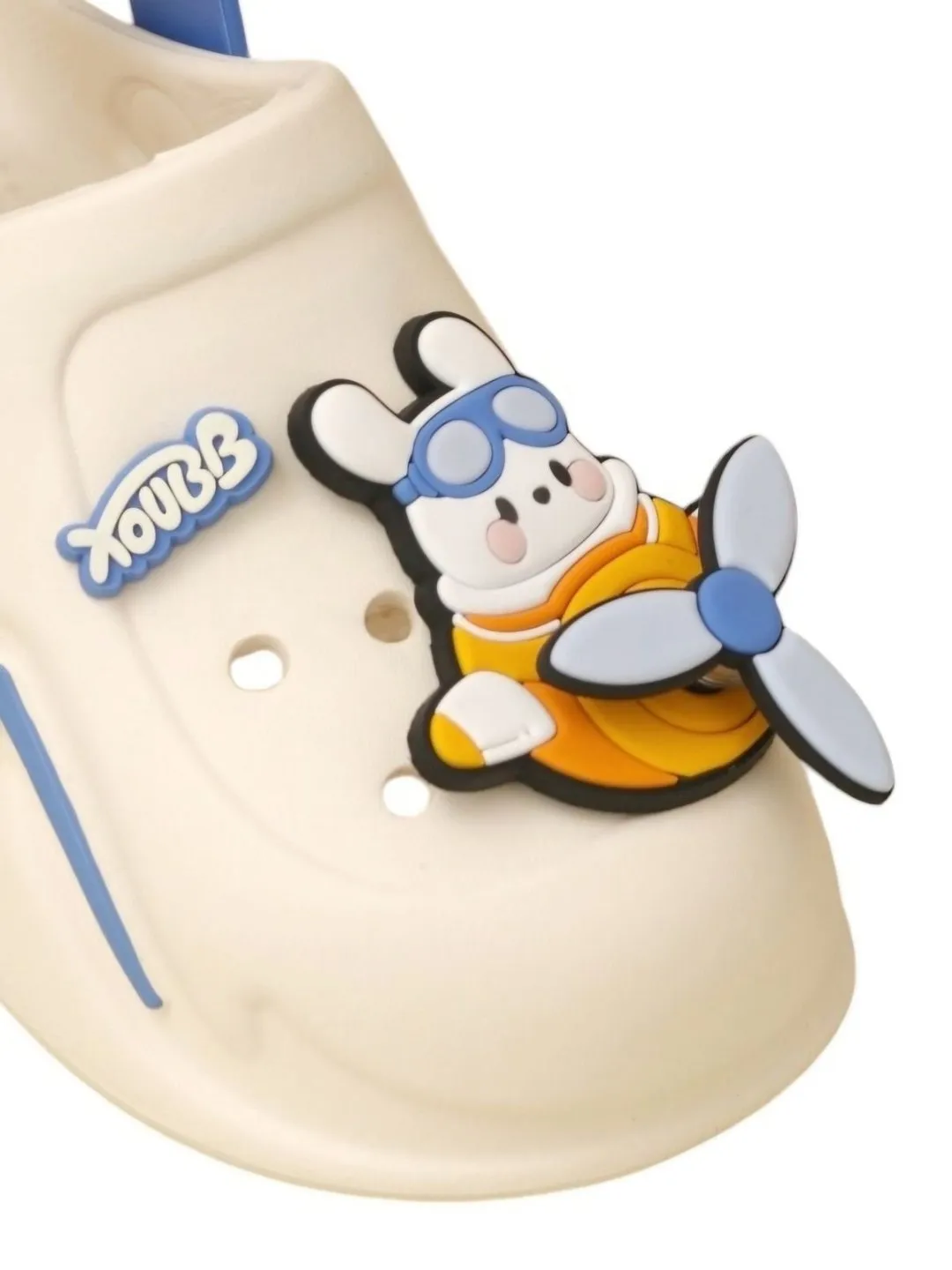 Adorable Blue and White Cartoon Airplane Clogs For Boys