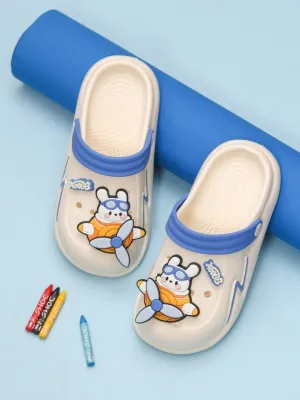 Adorable Blue and White Cartoon Airplane Clogs For Boys