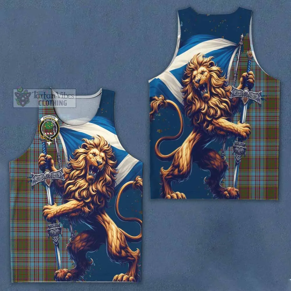 Anderson Tartan Family Crest Men's Tank Top with Scottish Majestic Lion