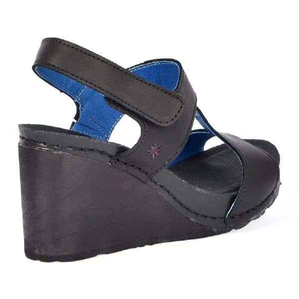 Art Women's Denia Wedge Sandals- Black