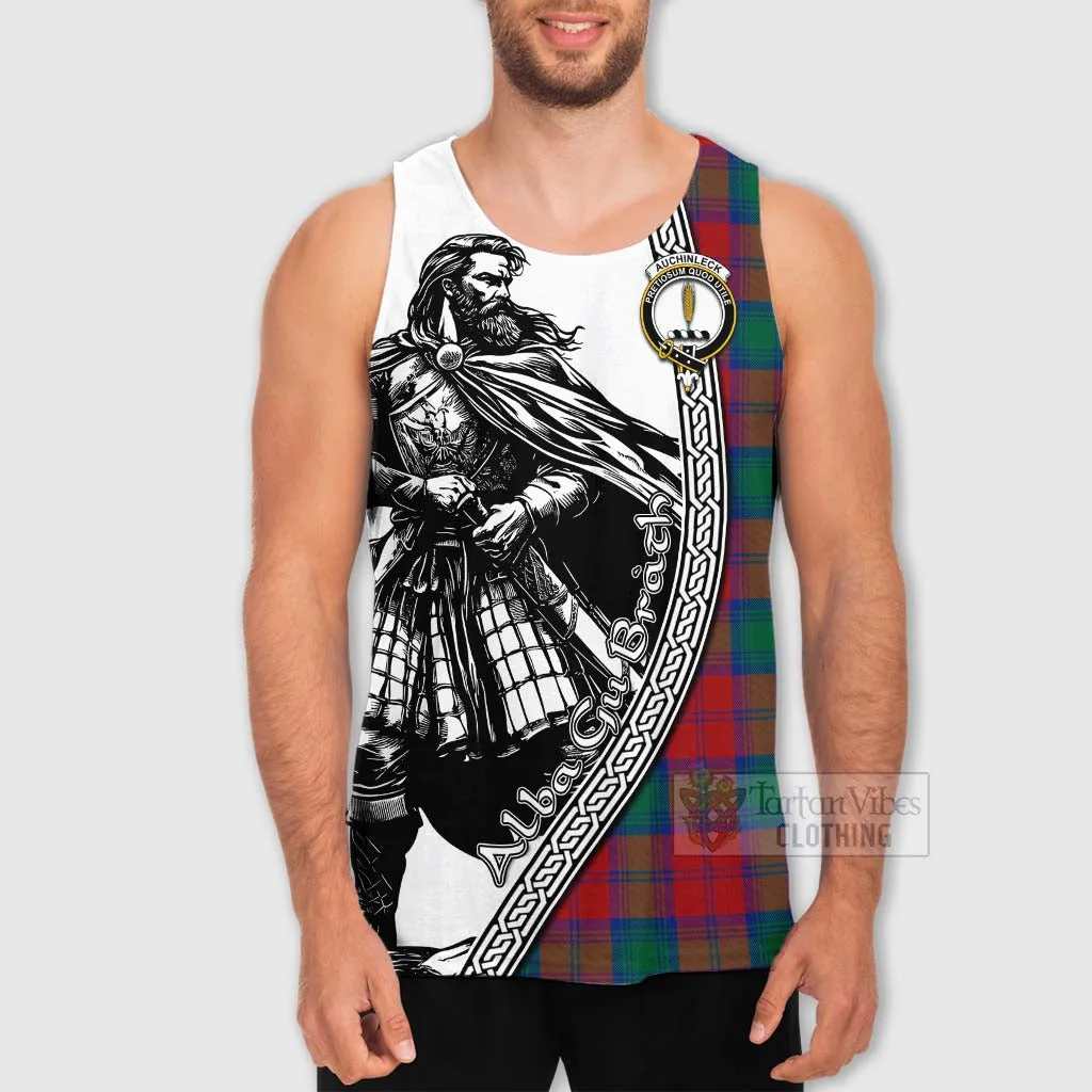 Auchinleck (Affleck) Tartan Clan Crest Men's Tank Top with Highlander Warrior Celtic Style