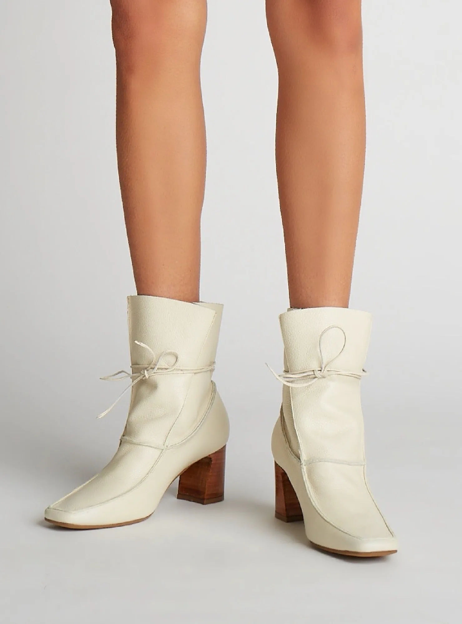 Awakening ankle boots in off white leather laces womens shoes