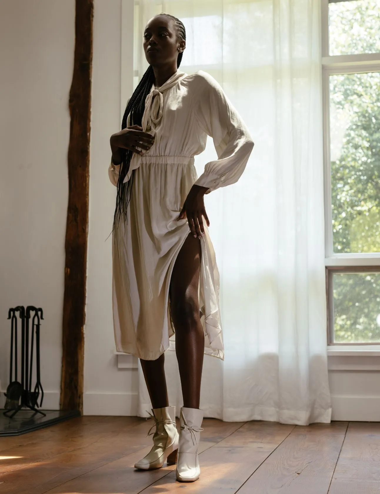 Awakening ankle boots in off white leather laces womens shoes