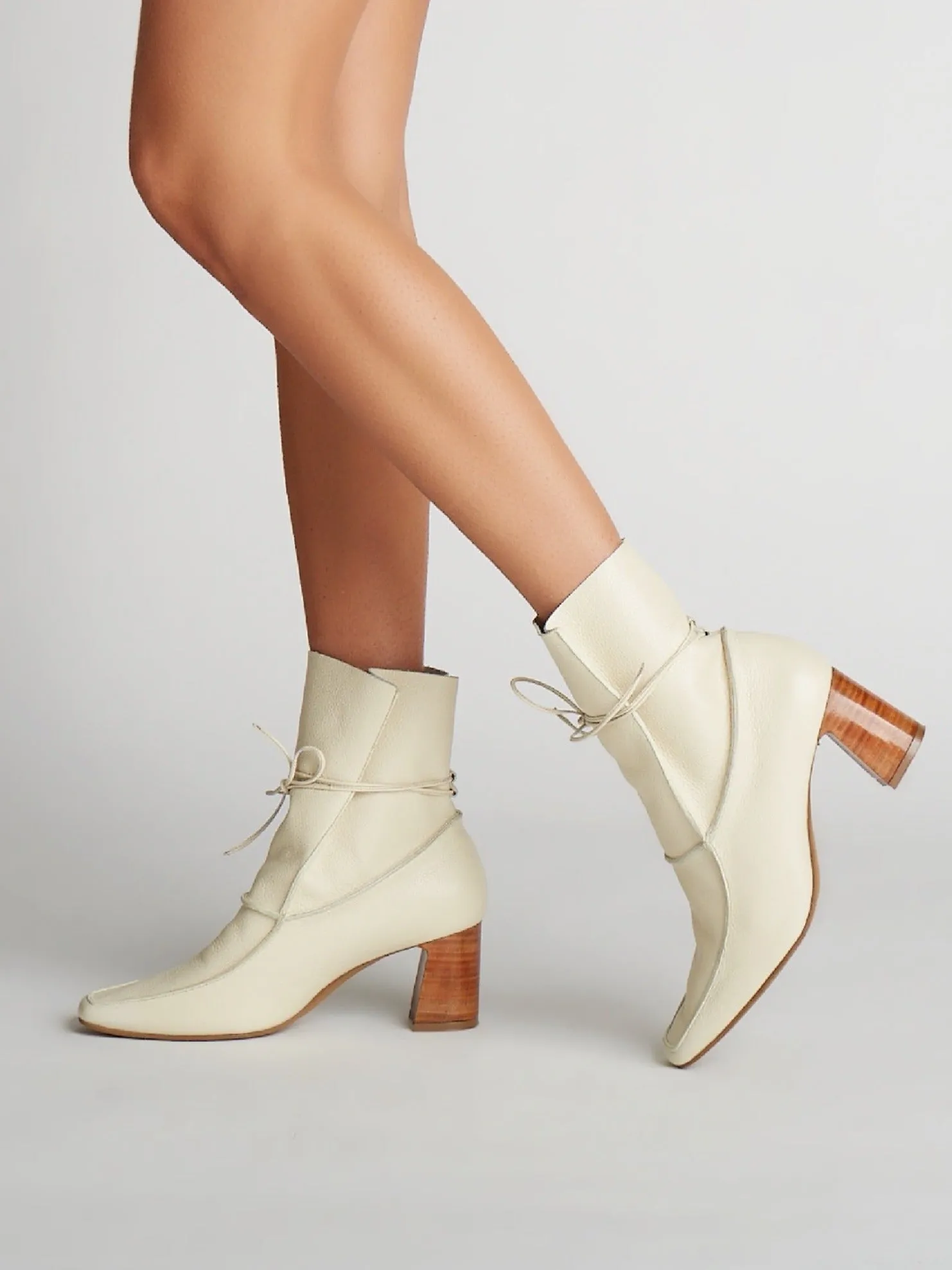 Awakening ankle boots in off white leather laces womens shoes