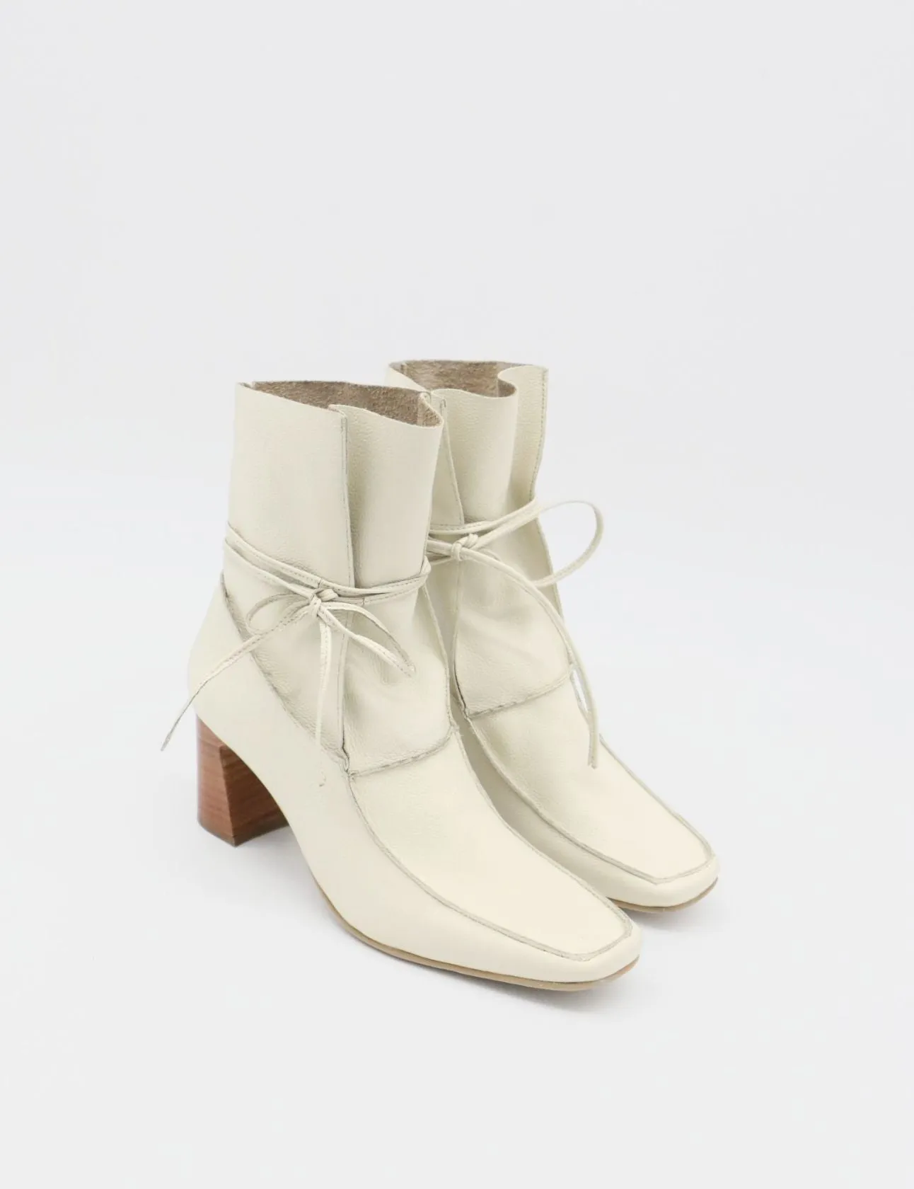 Awakening ankle boots in off white leather laces womens shoes