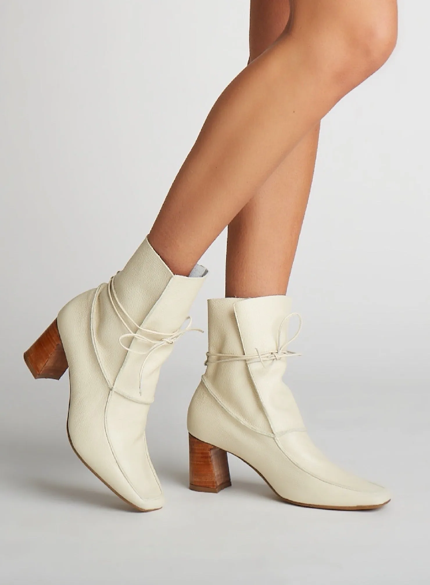 Awakening ankle boots in off white leather laces womens shoes