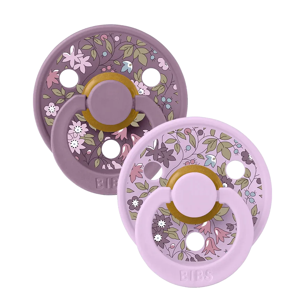 BIBS: BIBS x LIBERTY Colour 2 Pack Symmetrical Pacifier Chamomile Lawn - Violet Sky Mix Size 1 (0  Months)