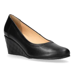 Bioeco 5899 NAVY soft leather wide fitting wedge Court shoe 5899-1570