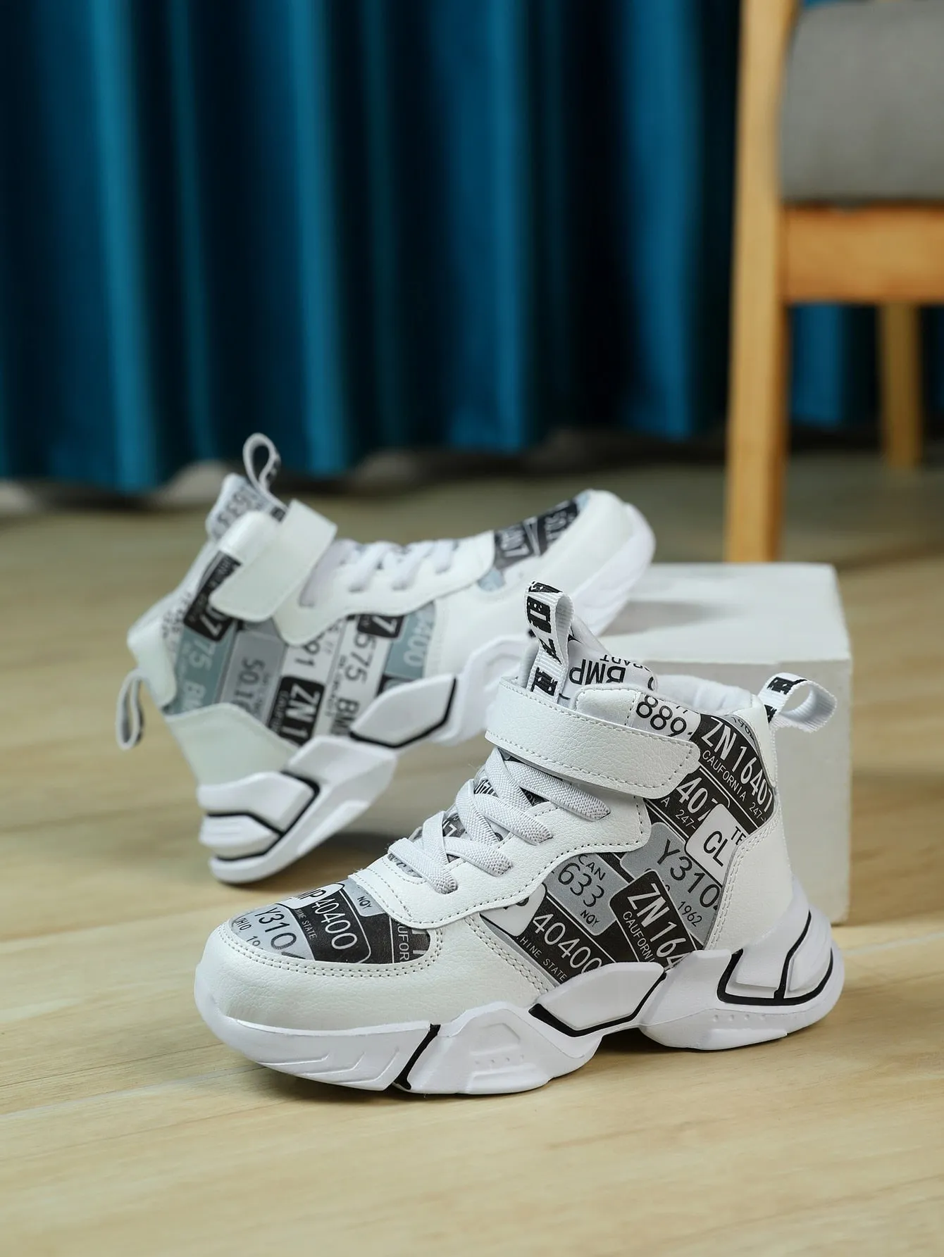 Boys Letter Graphic High Top Sneakers