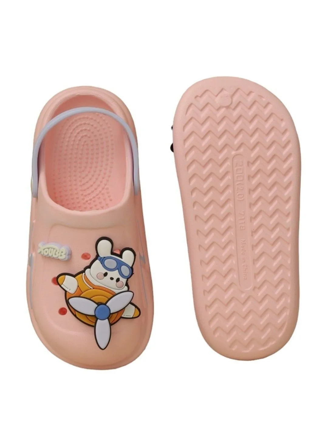 Charming Pink Cartoon Airplane Clogs For Girls