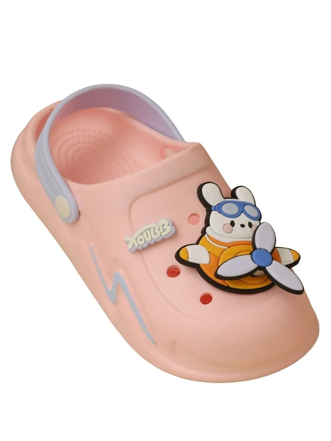 Charming Pink Cartoon Airplane Clogs For Girls
