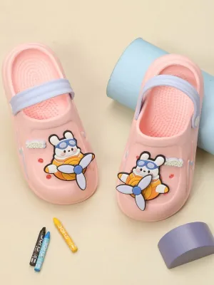 Charming Pink Cartoon Airplane Clogs For Girls