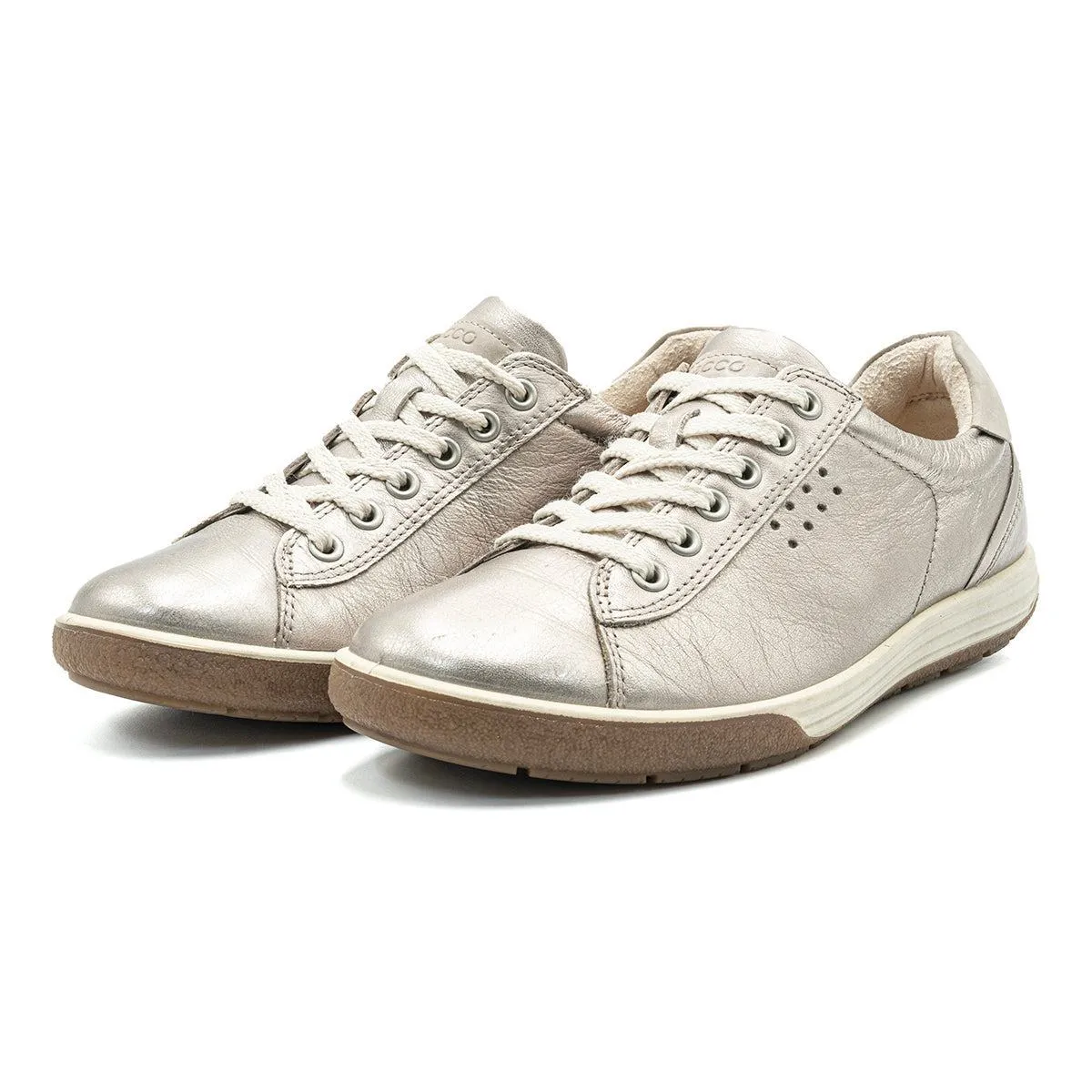 Ecco Low-Top Sneakers Leather Silver Colour For Women