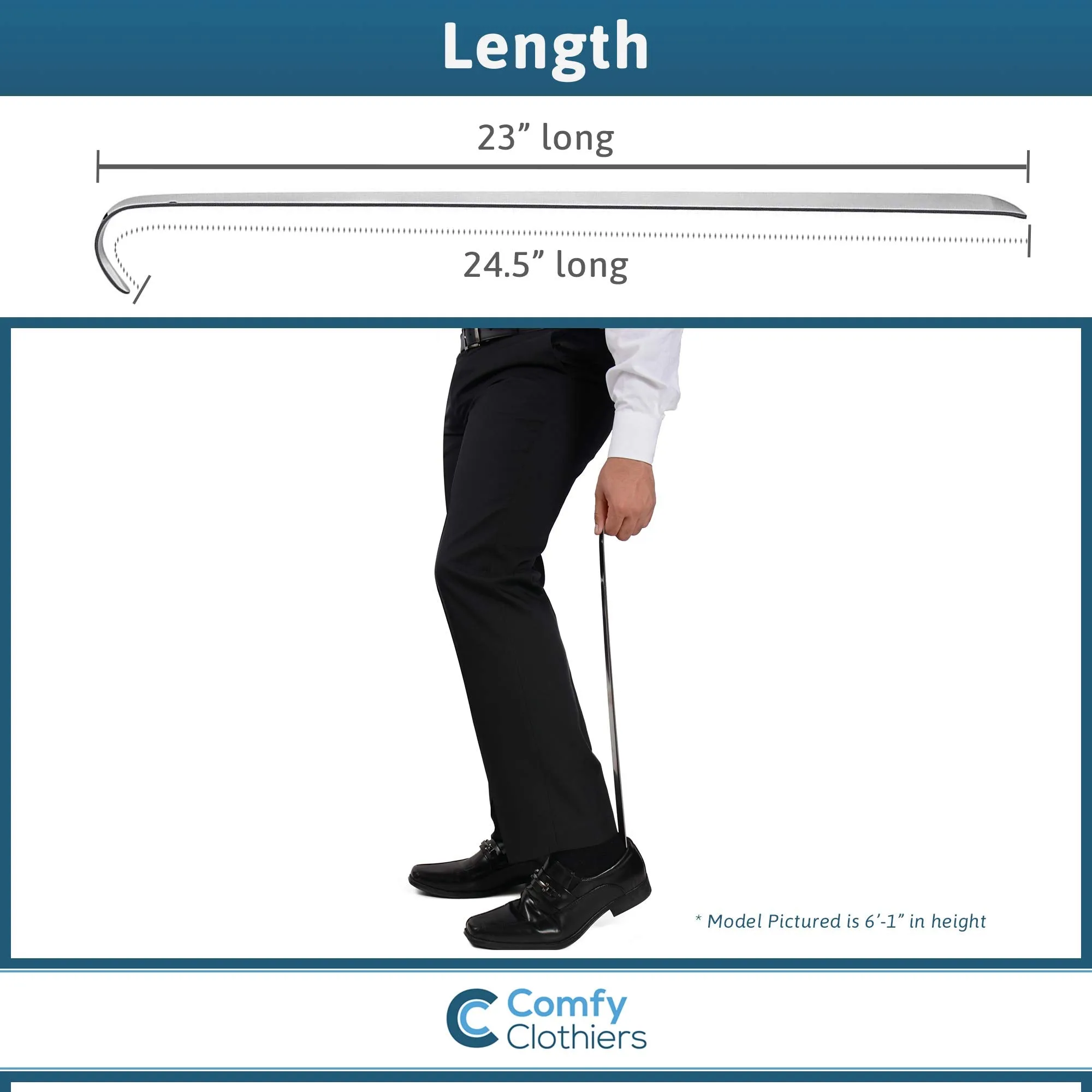Extra Long Metal Shoe Horn - 23 Inch Heavy Duty Stainless Steel Shoehorn