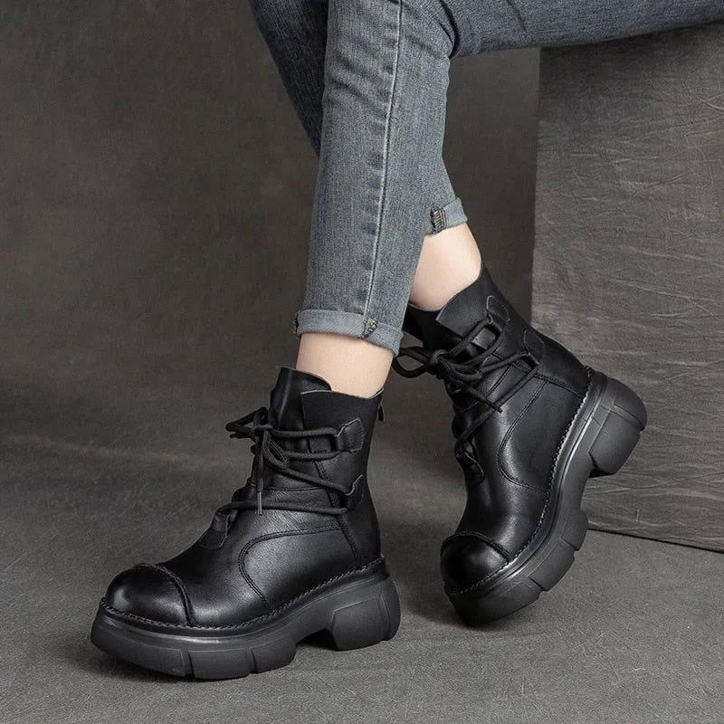 Genuine Leather Women's Casual Shoes Handmade Ankle Boots GCSBG09