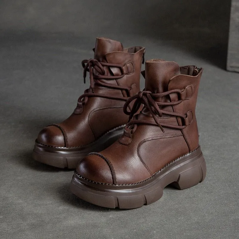 Genuine Leather Women's Casual Shoes Handmade Ankle Boots GCSBG09