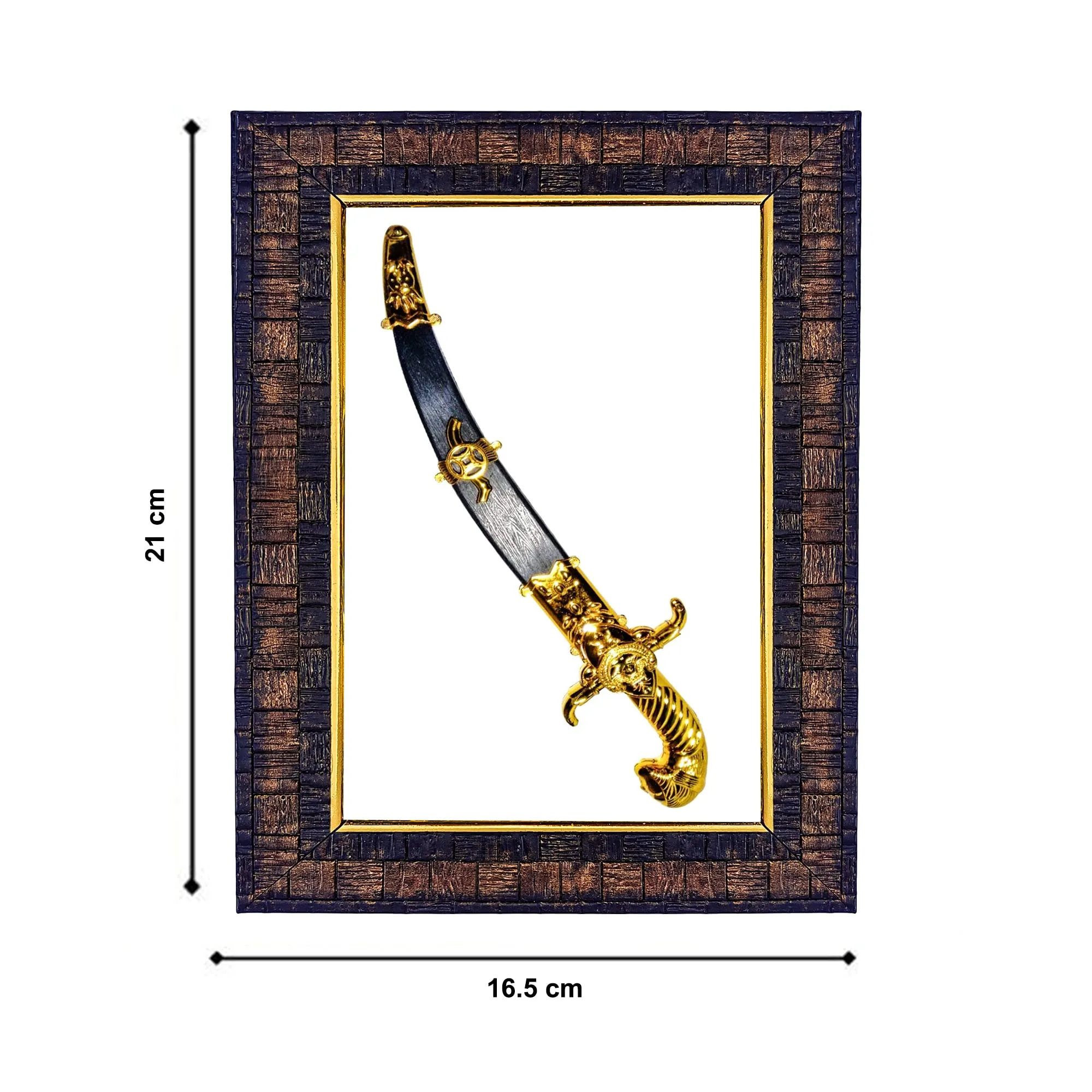 Hawai Feng Shui Vastu Remedies Wooden Framed Golden Victory Sword Photo for Home Office Business Place, 8.5x7inch, SFDI235BLKFRM
