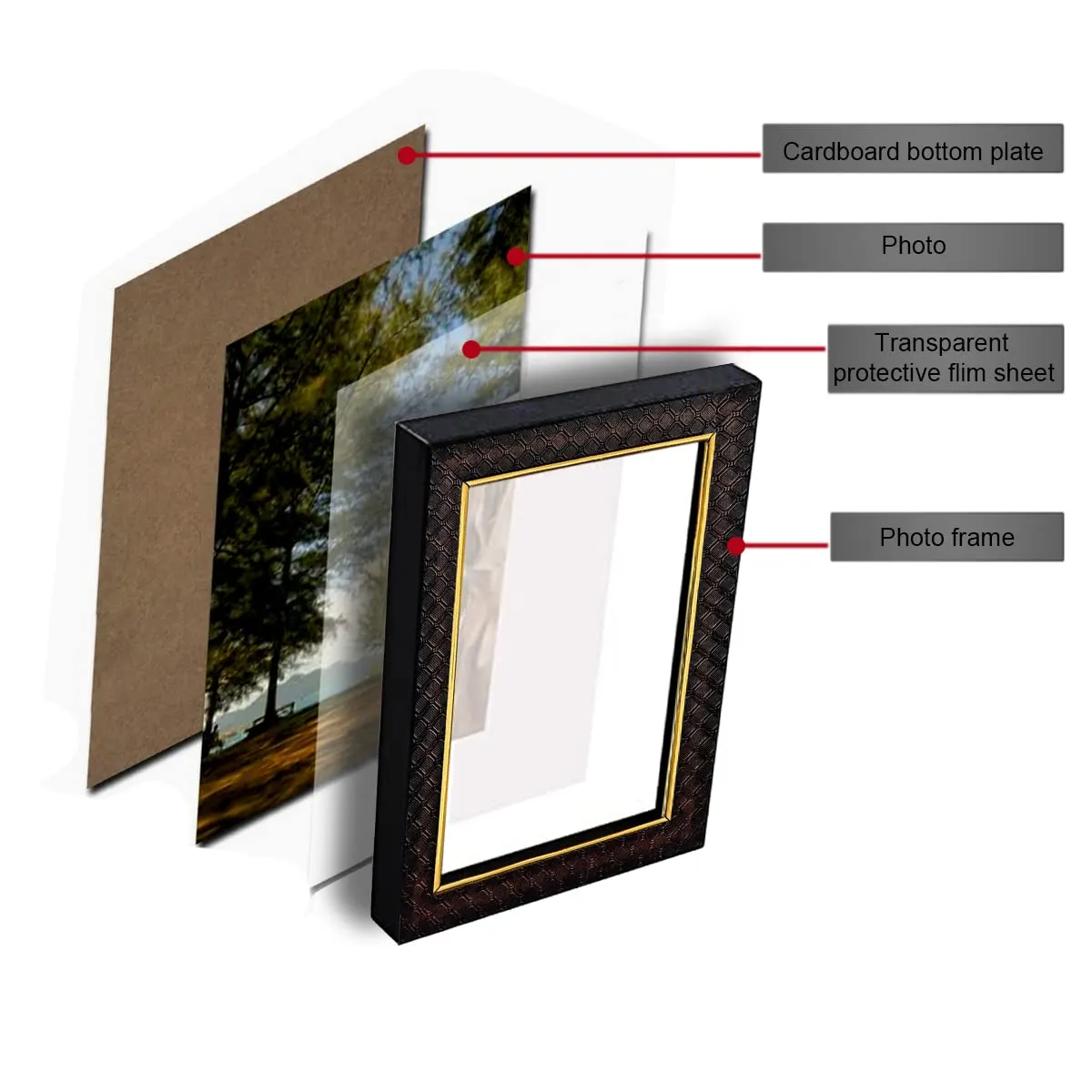 Hawai Feng Shui Vastu Remedies Wooden Framed Golden Victory Sword Photo for Home Office Business Place, 8.5x7inch, SFDI235BLKFRM