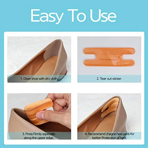 Heel Cushion Pads, Reusable Self Adhesive Inserts and Grips, Foot Protector Liners (Beige)