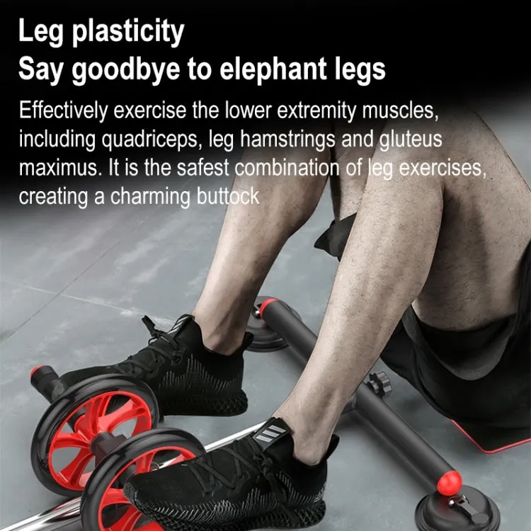 Household Suction Cup Style Multifunctional Silent Abdominal Wheel Rowing Machine Sit-up Device (Black Red)