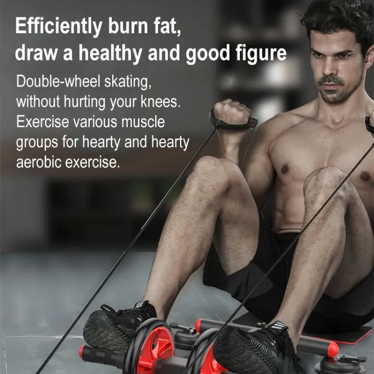 Household Suction Cup Style Multifunctional Silent Abdominal Wheel Rowing Machine Sit-up Device (Black Red)