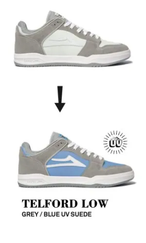 Lakai Telford Low Skate Shoes - Grey/Blue UV