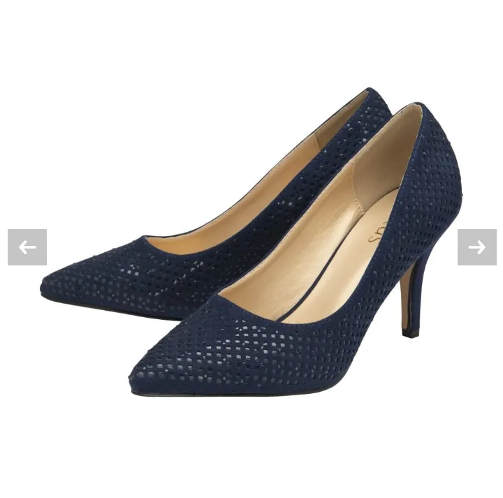 Lotus "Kayla"  Navy Diamante Court Shoe