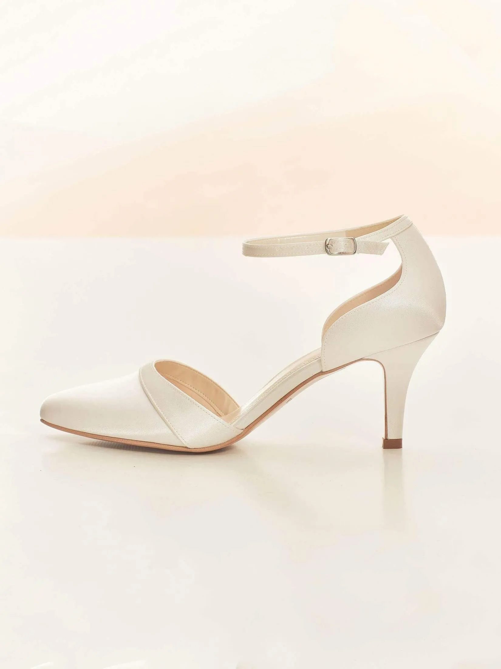 Low Heel Wedding Shoes, Ivory Satin Bridal Heels, MIRA