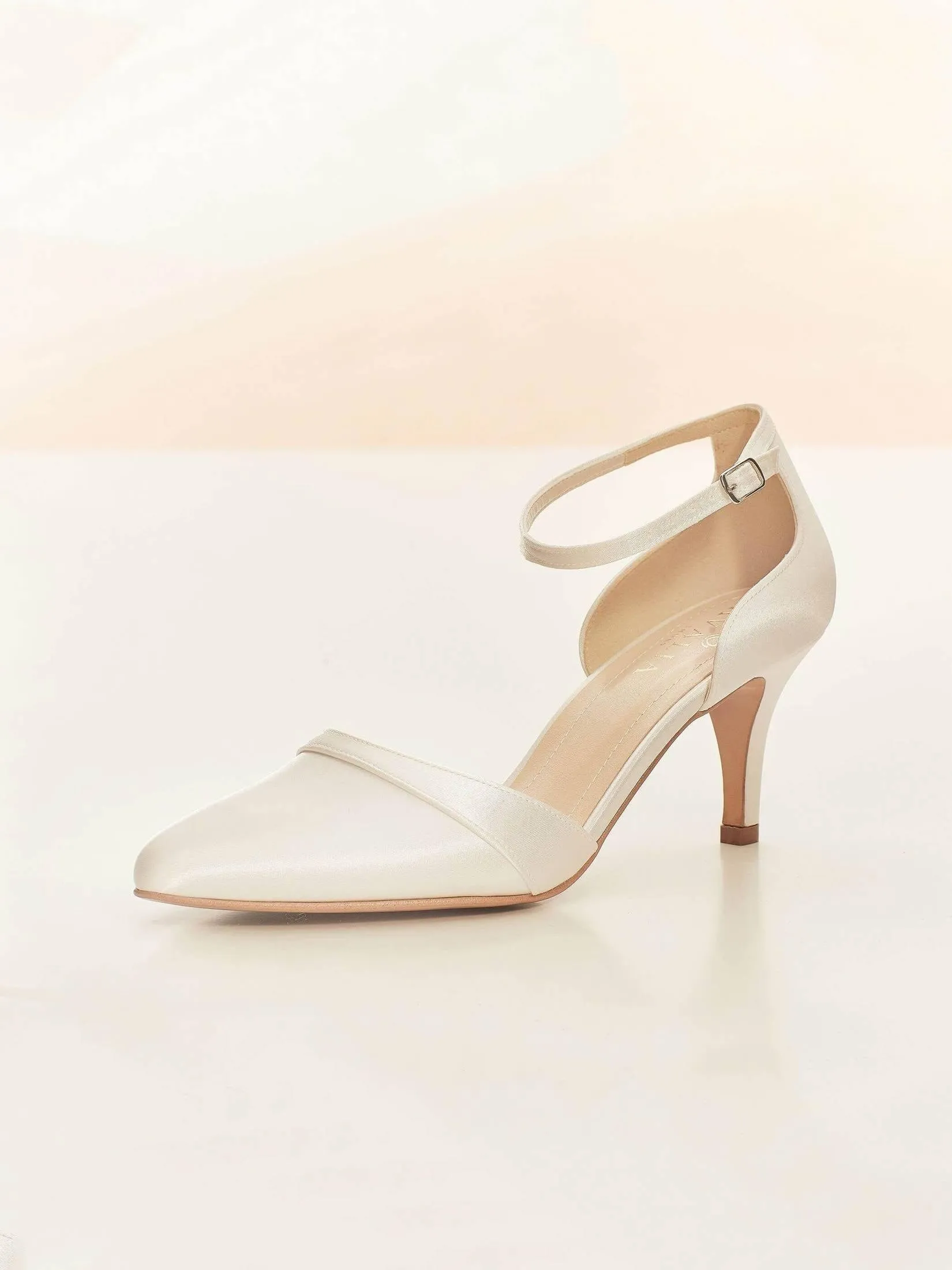 Low Heel Wedding Shoes, Ivory Satin Bridal Heels, MIRA