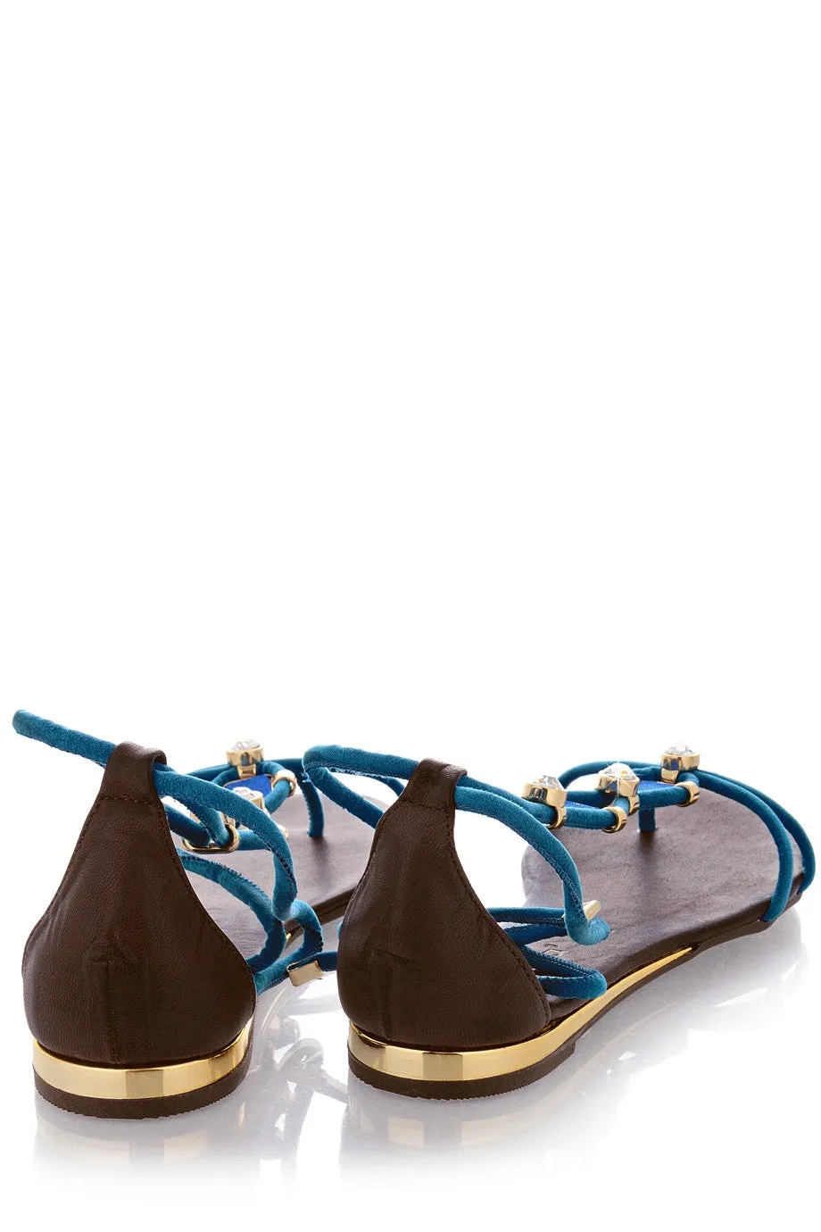 LUCILLE Indigo Blue Crystal Sandals