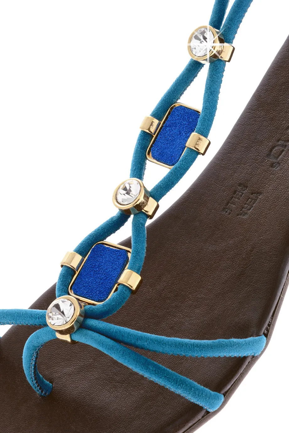 LUCILLE Indigo Blue Crystal Sandals