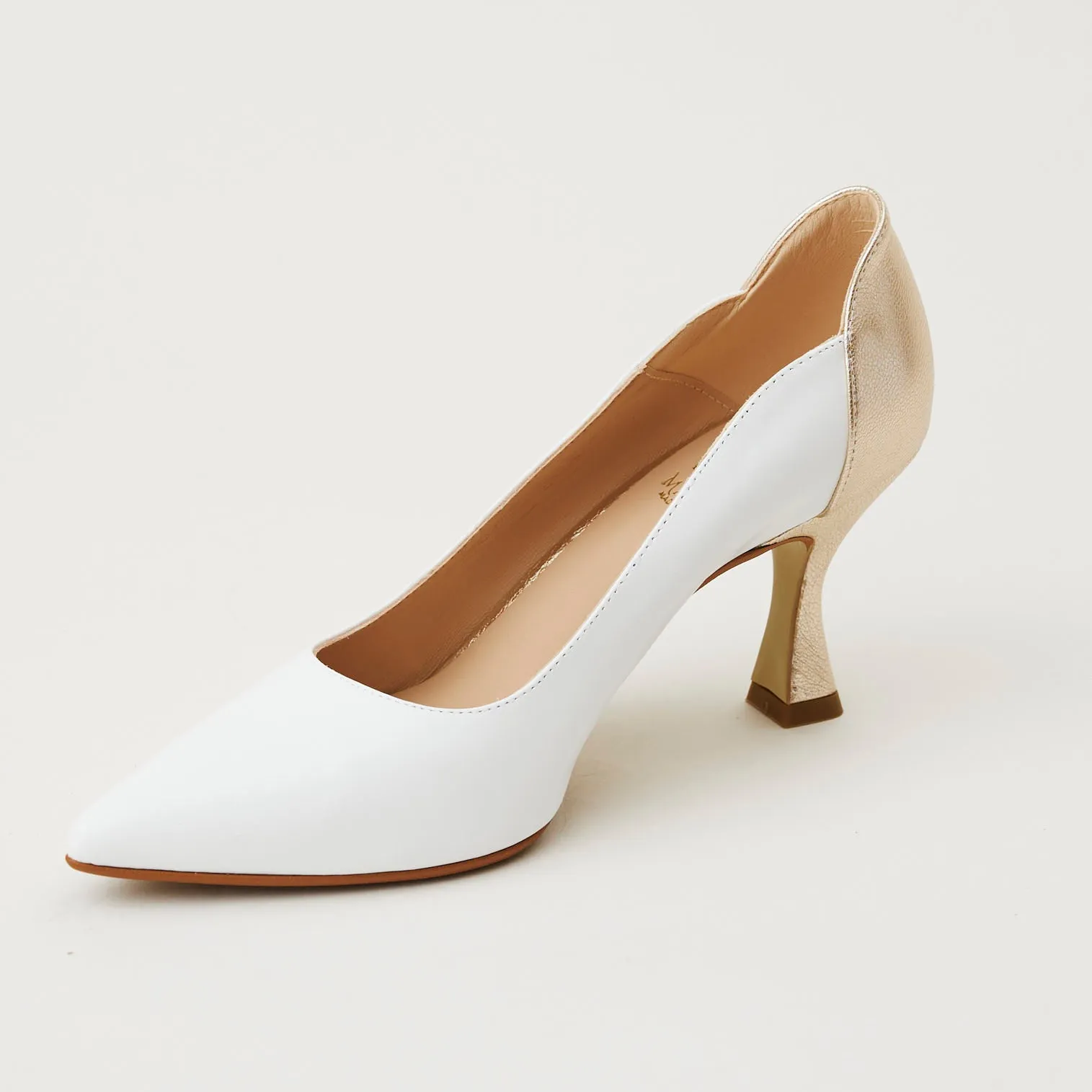 Marian Winter White and Gold Court Shoes