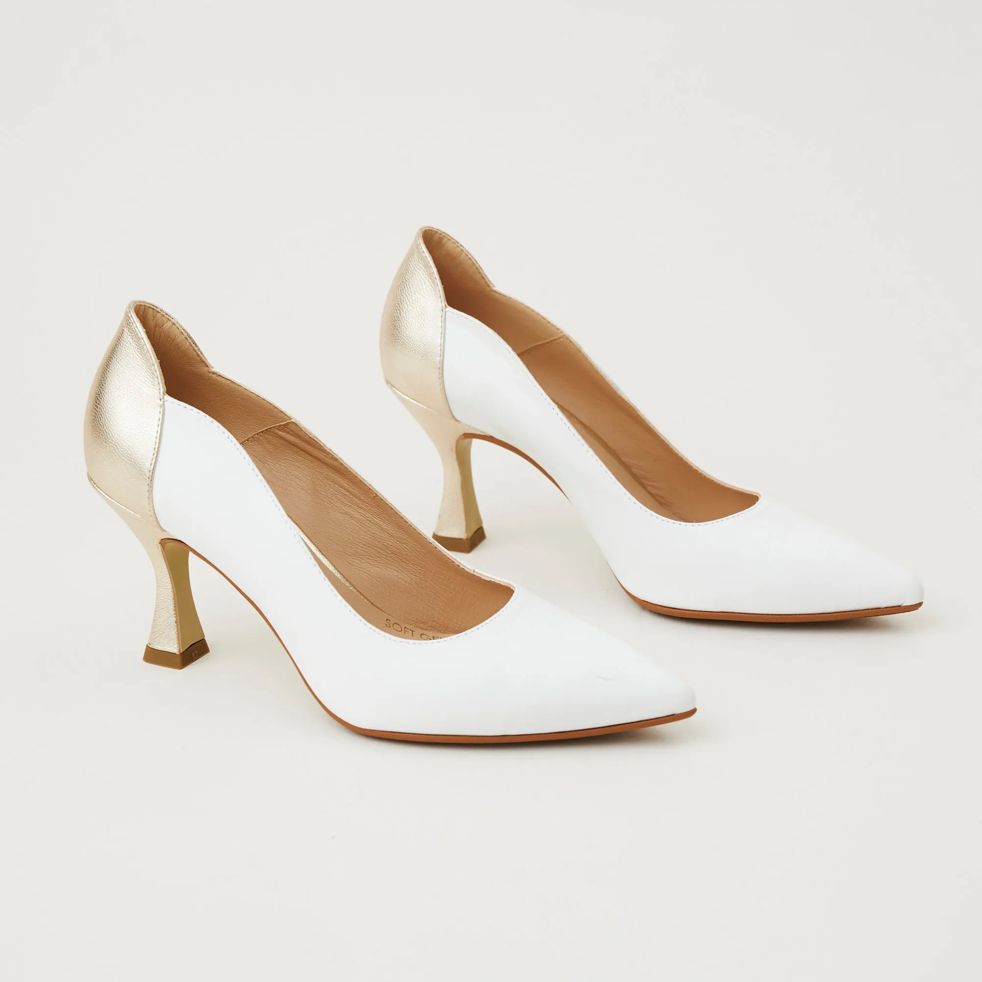 Marian Winter White and Gold Court Shoes