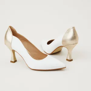 Marian Winter White and Gold Court Shoes