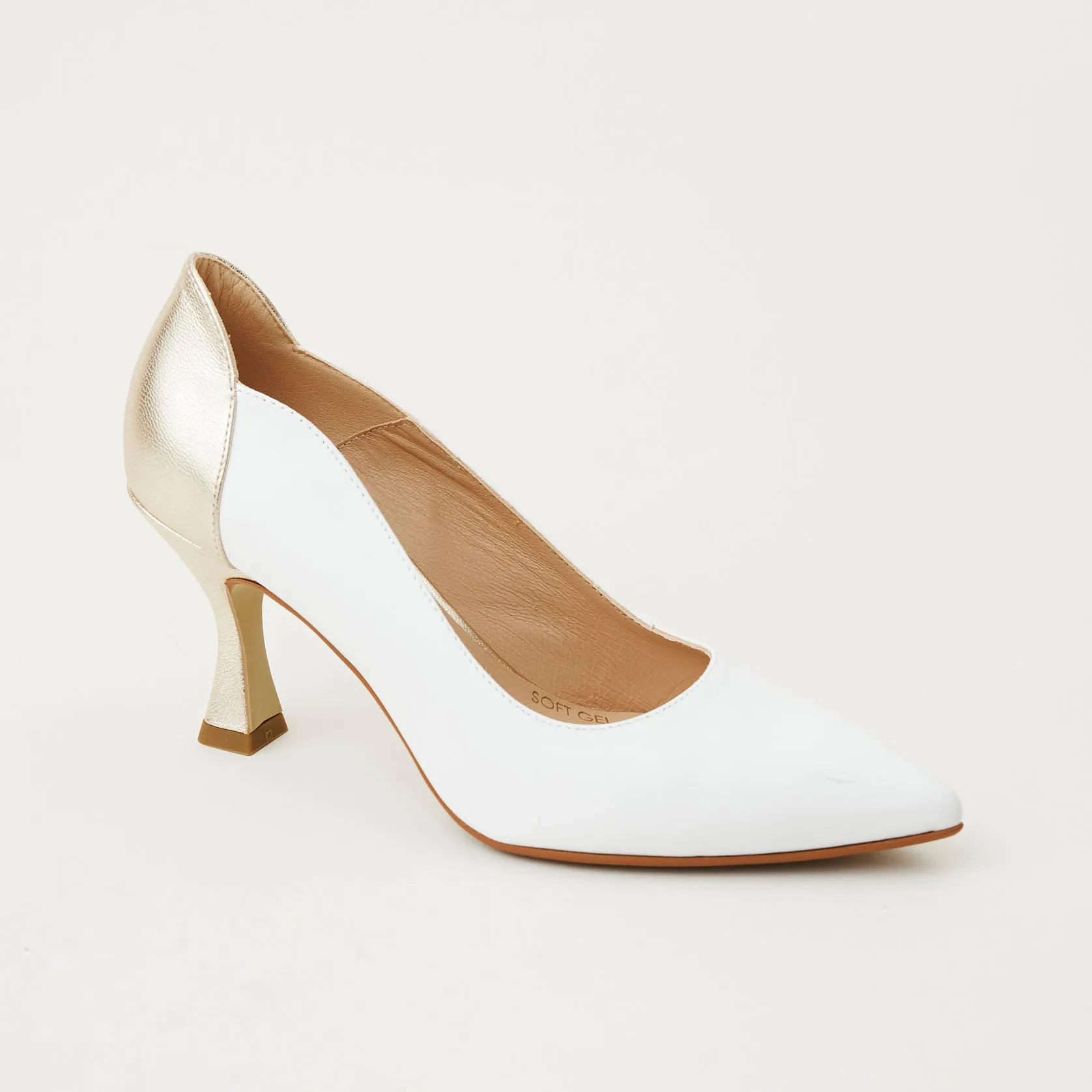 Marian Winter White and Gold Court Shoes