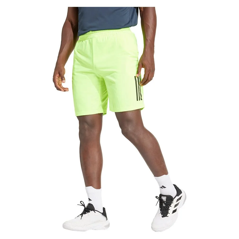 Mens Club 3 Stripe 9 Inch Tennis Short Lucid Lemon