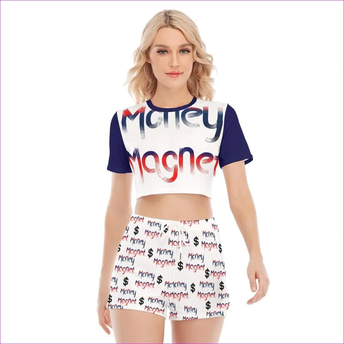 Money Magnet Womens O-neck T-shirt Shorts Set