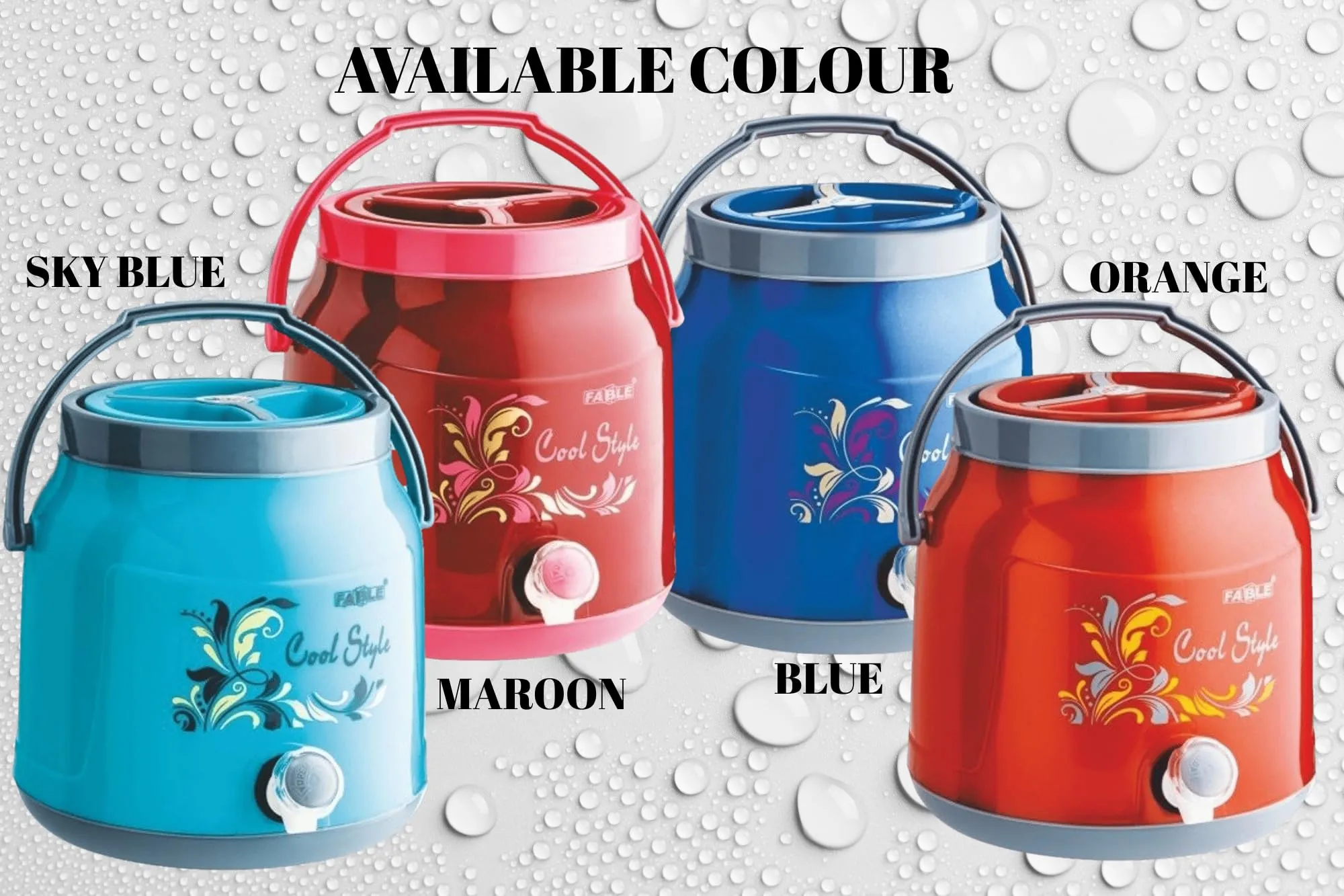 Nabhya Cool Style Chilled Water Camper Dispenser Insulated Plastic Water Jug | Food Grade | Easy to Carry | BPA Free (6 litre, Blue)