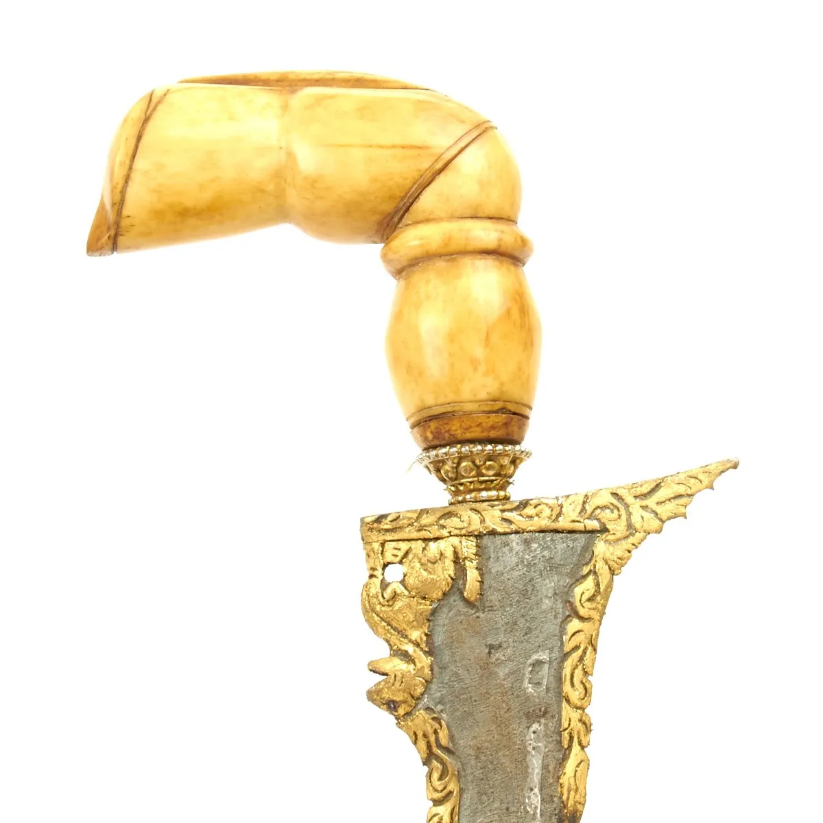 Original Indonesian Dutch East Indies Gold and Ruby Inlay Kris Dagger Circa 1820