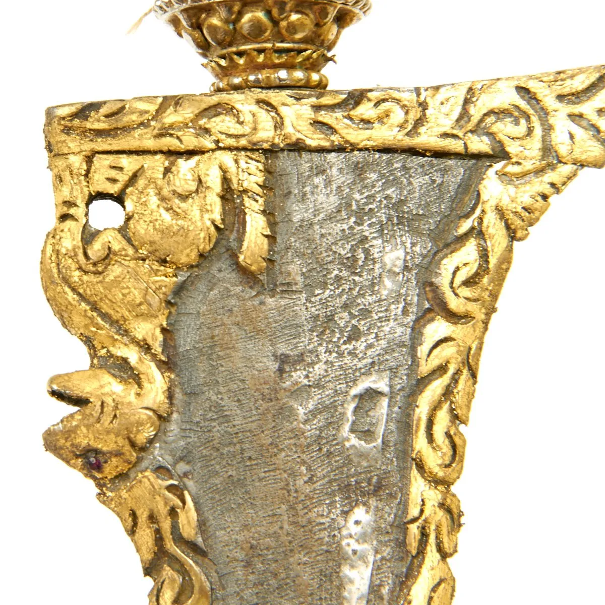 Original Indonesian Dutch East Indies Gold and Ruby Inlay Kris Dagger Circa 1820