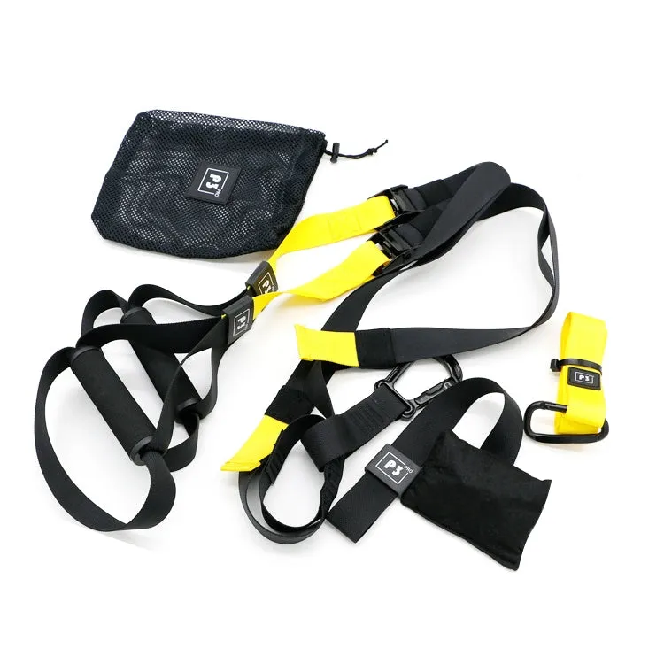 P3-2 Adjustable Fitness Exercise Hanging Pulling Rope TRP3X Wall Pulley Yoga Belt, Main Belt: 1.4m, 1.9m After Adjusted, Sports Version (Black Yellow)