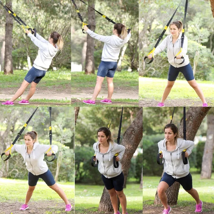 P3-2 Adjustable Fitness Exercise Hanging Pulling Rope TRP3X Wall Pulley Yoga Belt, Main Belt: 1.4m, 1.9m After Adjusted, Sports Version (Black Yellow)