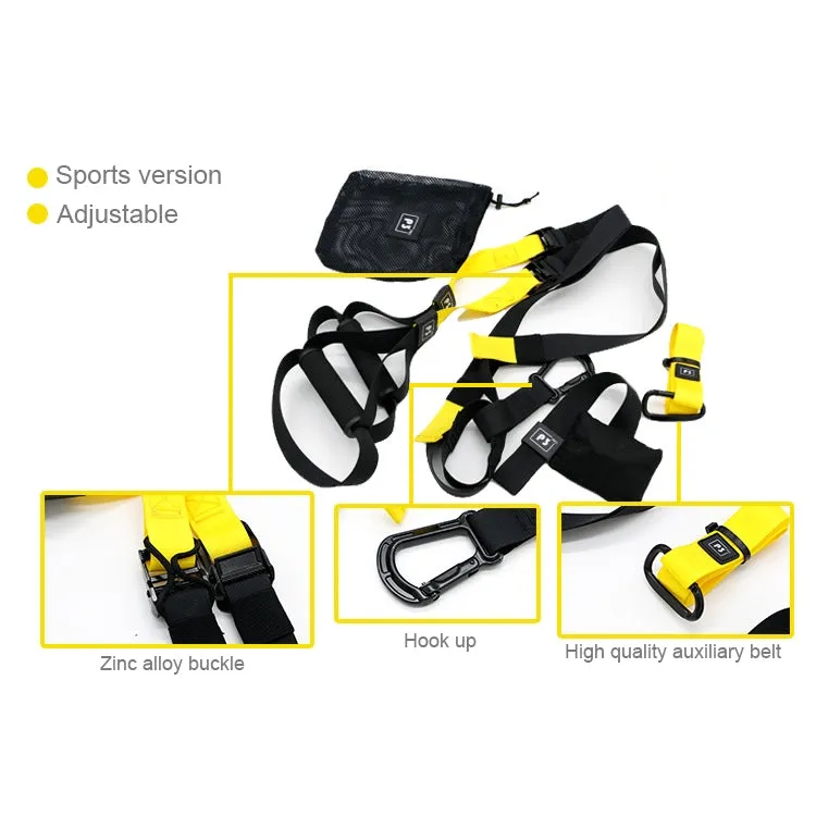 P3-2 Adjustable Fitness Exercise Hanging Pulling Rope TRP3X Wall Pulley Yoga Belt, Main Belt: 1.4m, 1.9m After Adjusted, Sports Version (Black Yellow)
