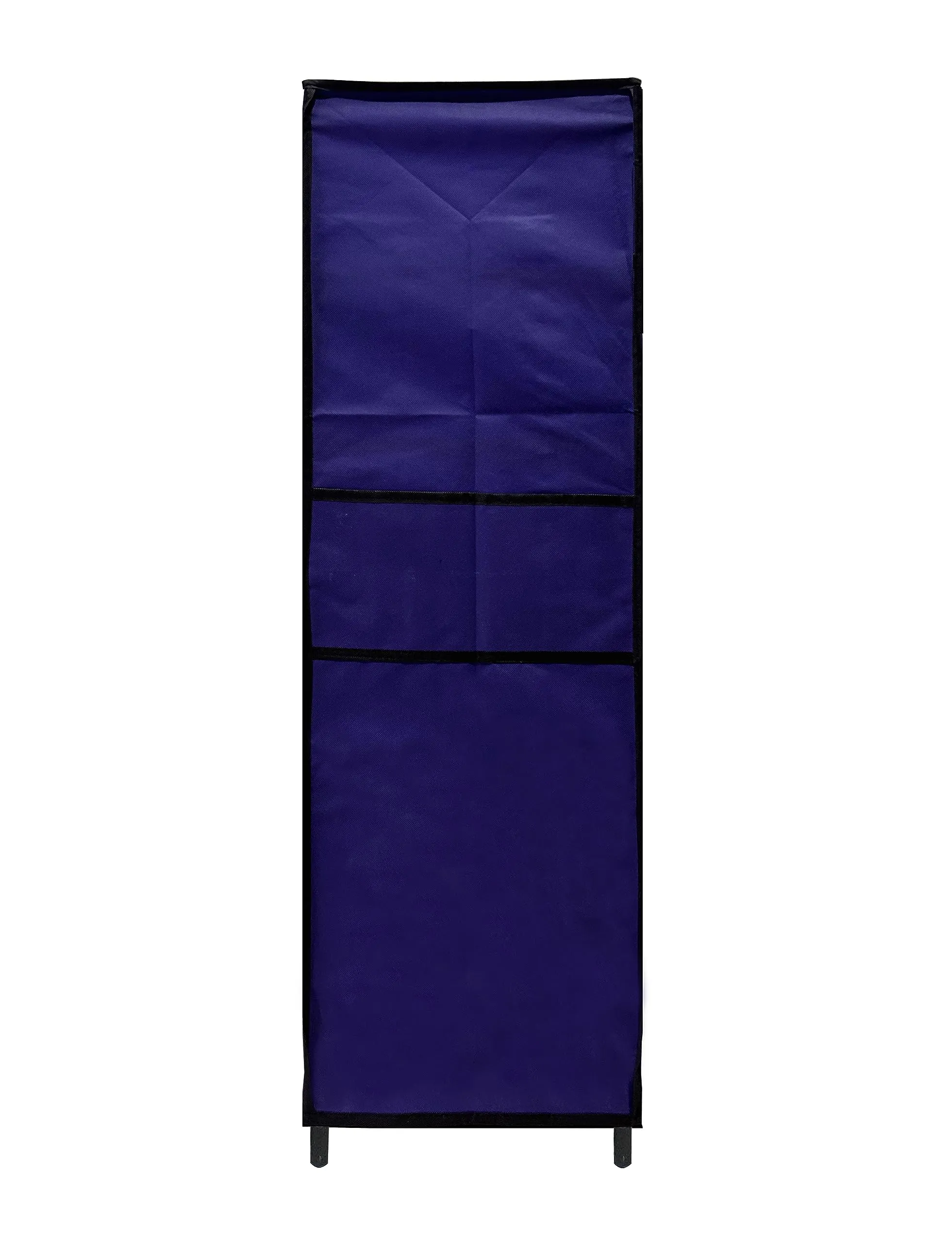 PHILOSHOP - 10 Inch & 4 Layer Shoe Rack For Home With Non Woven Fabric Cover| Chappal Stand| Shoes Stand| Dark Blue, Metal