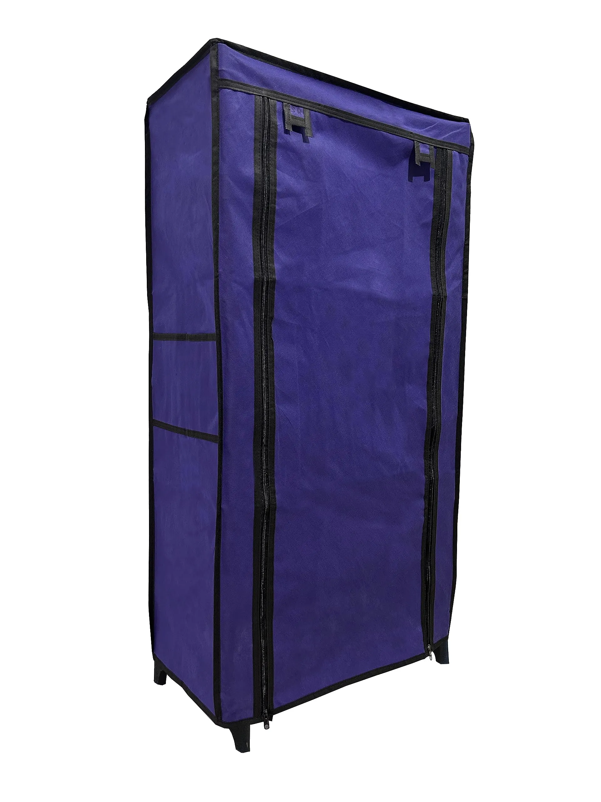 PHILOSHOP - 10 Inch & 4 Layer Shoe Rack For Home With Non Woven Fabric Cover| Chappal Stand| Shoes Stand| Dark Blue, Metal