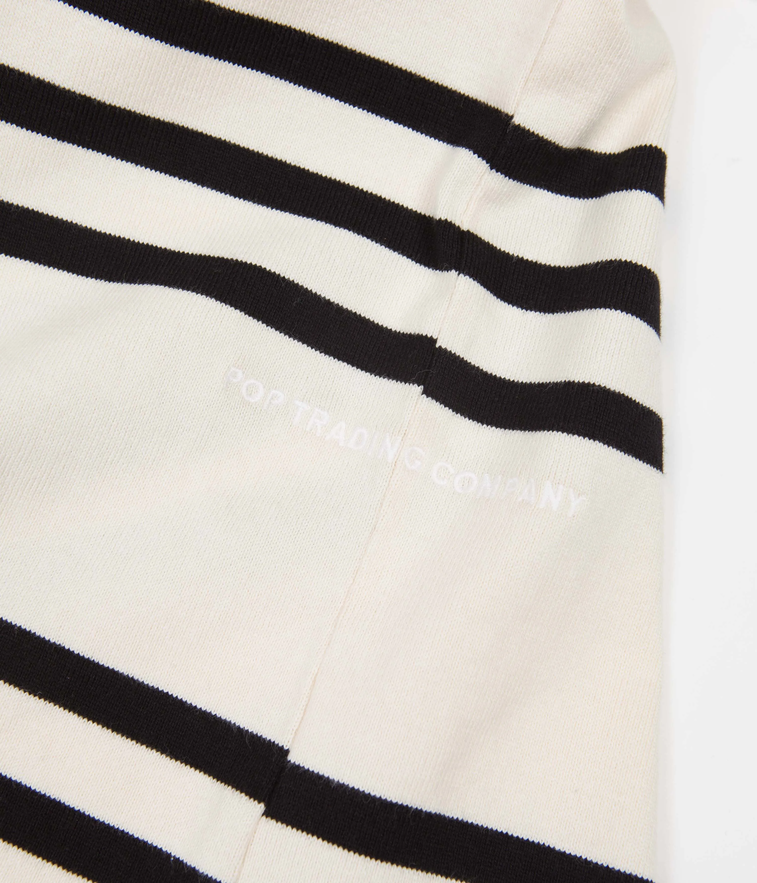 Pop Trading Company Pub Striped Rugby Polo Shirt - Black / Off White