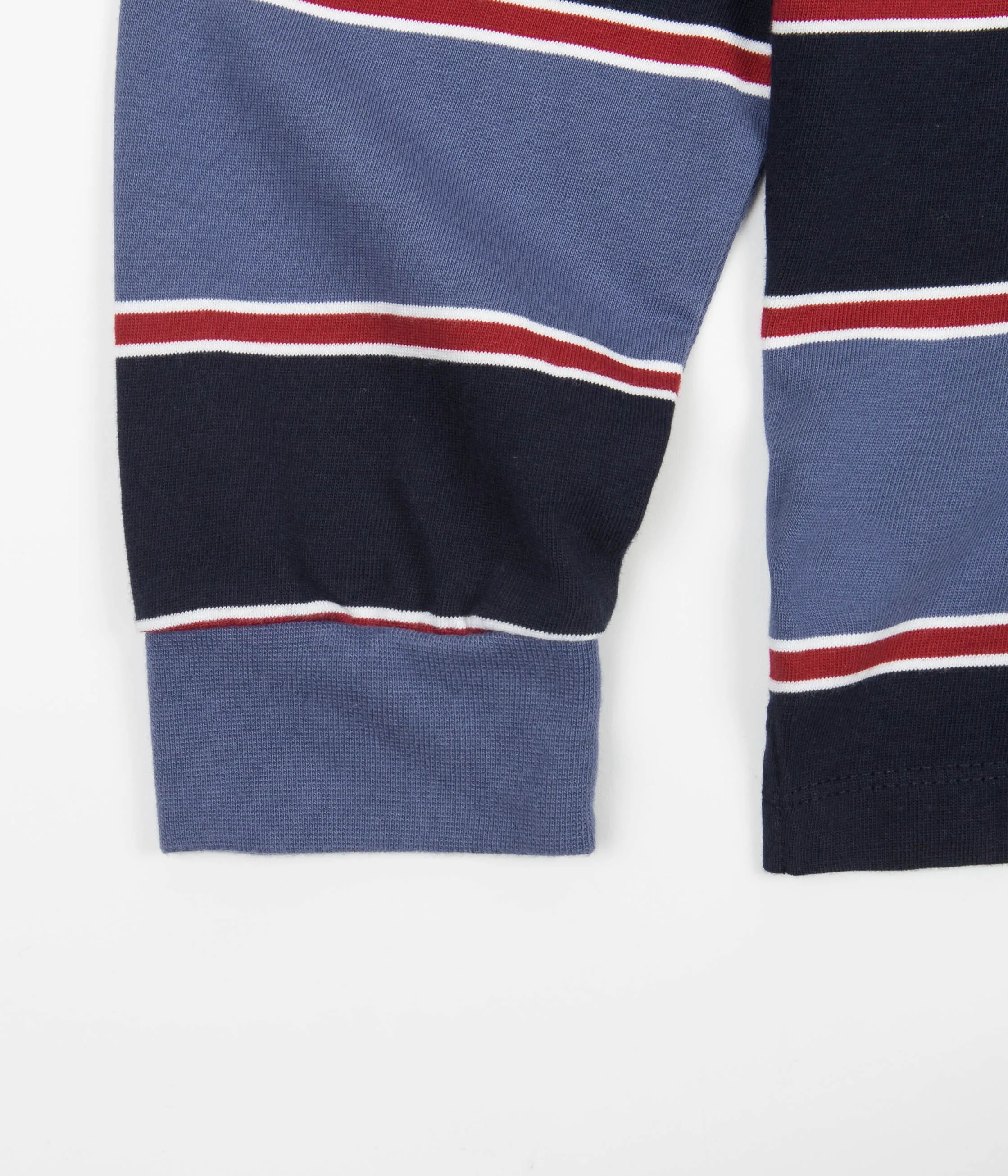 Pop Trading Company Striped Logo Long Sleeve T-Shirt - Coastal Fjord