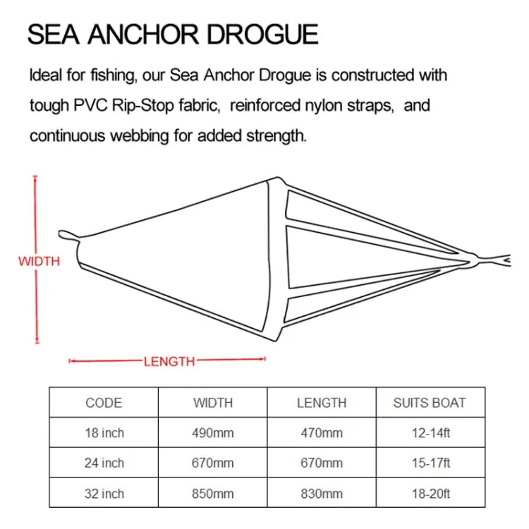 PVC Traction Drift Brake Fishing Sea Anchor, Size: 24 inch Blue